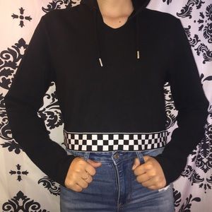 Cropped Checkered Hoodie
